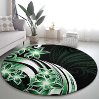 Plumeria Tribal Tattoo Round Carpet Green Polynesian Pattern LT9 - Polynesian Pride