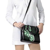 Plumeria Tribal Tattoo Shoulder Handbag Green Polynesian Pattern