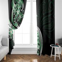 Plumeria Tribal Tattoo Window Curtain Green Polynesian Pattern