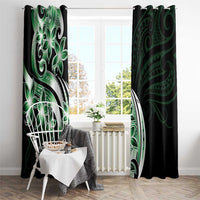 Plumeria Tribal Tattoo Window Curtain Green Polynesian Pattern