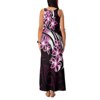 Plumeria Tribal Tattoo Family Matching Tank Maxi Dress and Hawaiian Shirt Pink Polynesian Pattern