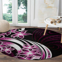 Plumeria Tribal Tattoo Round Carpet Pink Polynesian Pattern LT9 - Polynesian Pride
