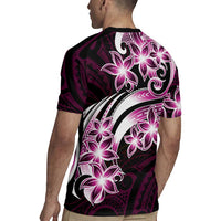 Plumeria Tribal Tattoo Rugby Jersey Pink Polynesian Pattern