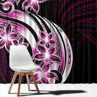 Plumeria Tribal Tattoo Window Curtain Pink Polynesian Pattern
