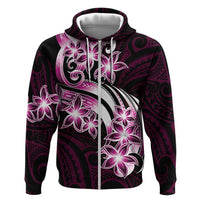 Plumeria Tribal Tattoo Zip Hoodie Pink Polynesian Pattern LT9 Zip Hoodie Pink - Polynesian Pride