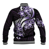Plumeria Tribal Tattoo Baseball Jacket Purple Polynesian Pattern LT9 - Polynesian Pride
