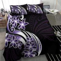 Plumeria Tribal Tattoo Bedding Set Purple Polynesian Pattern