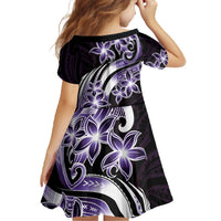 Plumeria Tribal Tattoo Family Matching Off The Shoulder Long Sleeve Dress and Hawaiian Shirt Purple Polynesian Pattern LT9 - Polynesian Pride