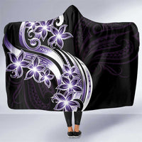 Plumeria Tribal Tattoo Hooded Blanket Purple Polynesian Pattern LT9 One Size Purple - Polynesian Pride