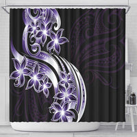 Plumeria Tribal Tattoo Shower Curtain Purple Polynesian Pattern