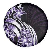 Plumeria Tribal Tattoo Spare Tire Cover Purple Polynesian Pattern