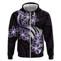 Plumeria Tribal Tattoo Zip Hoodie Purple Polynesian Pattern LT9 Zip Hoodie Purple - Polynesian Pride