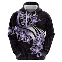 Plumeria Tribal Tattoo Zip Hoodie Purple Polynesian Pattern LT9 - Polynesian Pride