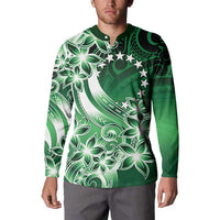 Cook Islands Tattoo Button Sweatshirt Plumeria Polynesian Pattern
