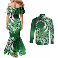 Cook Islands Tattoo Couples Matching Mermaid Dress and Long Sleeve Button Shirt Plumeria Polynesian Pattern