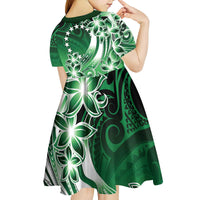 Cook Islands Tattoo Kid Short Sleeve Dress Plumeria Polynesian Pattern