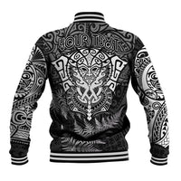 Personalised New Zealand Rugby Baseball Jacket Silver Fern All Black Mix Ta Moko White Style LT9 - Polynesian Pride