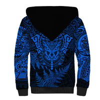 New Zealand Rugby Sherpa Hoodie Silver Fern All Black Mix Ta Moko Blue Style LT9 - Polynesian Pride