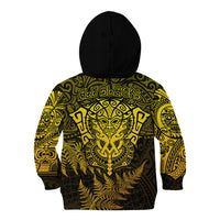 New Zealand Rugby Kid Hoodie Silver Fern All Black Mix Ta Moko Gold Style LT9 - Polynesian Pride