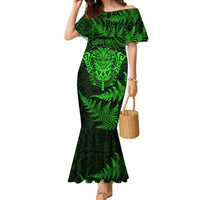 New Zealand Rugby Mermaid Dress Silver Fern All Black Mix Ta Moko Green Style LT9 Women Green - Polynesian Pride