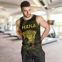 Personalised New Zealand Rugby Men Tank Top Aotearoa Ka Mate Haka All Black Mix Ta Moko Gold Style LT9 - Polynesian Pride