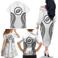 World Rugby Cook Islands Family Matching Off The Shoulder Long Sleeve Dress and Hawaiian Shirt Kukis Make History - Polynesian Pride