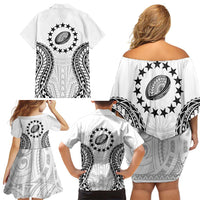 World Rugby Cook Islands Family Matching Off Shoulder Short Dress and Hawaiian Shirt Kukis Make History - Polynesian Pride