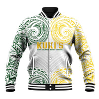 World Rugby Cook Islands Baseball Jacket White Polynesian Tribal Pattern - Polynesian Pride