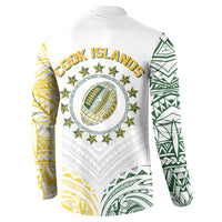 World Rugby Cook Islands Button Sweatshirt White Polynesian Tribal Pattern - Polynesian Pride
