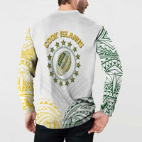 World Rugby Cook Islands Button Sweatshirt White Polynesian Tribal Pattern - Polynesian Pride