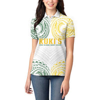 World Rugby Cook Islands Women Polo Shirt White Polynesian Tribal Pattern - Polynesian Pride