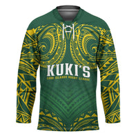World Rugby Cook Islands Hockey Jersey Green Polynesian Tribal Pattern - Polynesian Pride