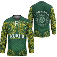 World Rugby Cook Islands Hockey Jersey Green Polynesian Tribal Pattern - Polynesian Pride