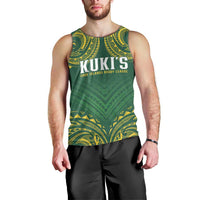 World Rugby Cook Islands Men Tank Top Green Polynesian Tribal Pattern - Polynesian Pride