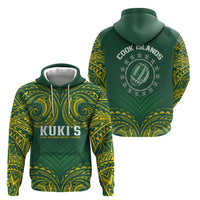 World Rugby Cook Islands Zip Hoodie Green Polynesian Tribal Pattern - Polynesian Pride
