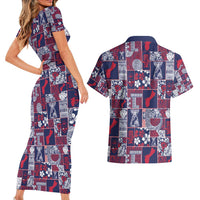 Guam Felis Pasgua Couples Matching Short Sleeve Bodycon Dress and Hawaiian Shirt Pacific Patchwork Xmas Vibes LT9 - Polynesian Pride