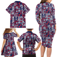 Guam Felis Pasgua Family Matching Long Sleeve Bodycon Dress and Hawaiian Shirt Pacific Patchwork Xmas Vibes - Polynesian Pride