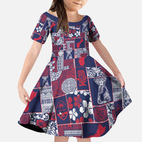 Guam Felis Pasgua Family Matching Off The Shoulder Long Sleeve Dress and Hawaiian Shirt Pacific Patchwork Xmas Vibes - Polynesian Pride