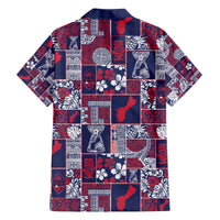 Guam Felis Pasgua Family Matching Off The Shoulder Long Sleeve Dress and Hawaiian Shirt Pacific Patchwork Xmas Vibes - Polynesian Pride