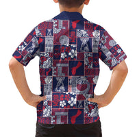 Guam Felis Pasgua Family Matching Off Shoulder Short Dress and Hawaiian Shirt Pacific Patchwork Xmas Vibes - Polynesian Pride