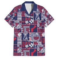 Guam Felis Pasgua Family Matching Off Shoulder Short Dress and Hawaiian Shirt Pacific Patchwork Xmas Vibes - Polynesian Pride