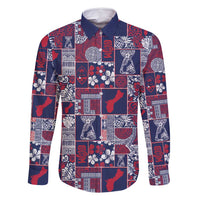 Guam Felis Pasgua Family Matching Off Shoulder Short Dress and Hawaiian Shirt Pacific Patchwork Xmas Vibes - Polynesian Pride