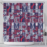 Guam Felis Pasgua Shower Curtain Pacific Patchwork Xmas Vibes - Polynesian Pride