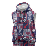 Guam Felis Pasgua Sleeveless Hoodie Pacific Patchwork Xmas Vibes - Polynesian Pride