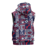 Guam Felis Pasgua Sleeveless Hoodie Pacific Patchwork Xmas Vibes - Polynesian Pride