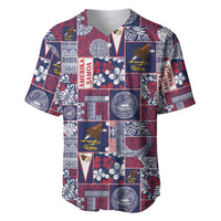 Manuia le Kerisimasi American Samoa Baseball Jersey Pacific Patchwork Xmas Vibes LT9 Blue - Polynesian Pride