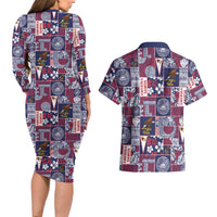 Manuia le Kerisimasi American Samoa Couples Matching Long Sleeve Bodycon Dress and Hawaiian Shirt Pacific Patchwork Xmas Vibes - Polynesian Pride