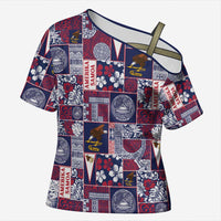 Manuia le Kerisimasi American Samoa Cross Shoulder Shirt Pacific Patchwork Xmas Vibes - Polynesian Pride