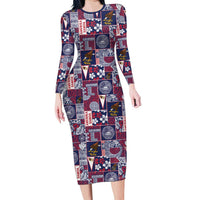 Manuia le Kerisimasi American Samoa Family Matching Long Sleeve Bodycon Dress and Hawaiian Shirt Pacific Patchwork Xmas Vibes - Polynesian Pride