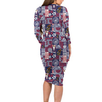 Manuia le Kerisimasi American Samoa Family Matching Long Sleeve Bodycon Dress and Hawaiian Shirt Pacific Patchwork Xmas Vibes - Polynesian Pride